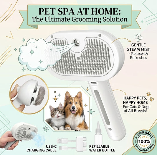 3-in-1 Pet Steam Grooming Brush