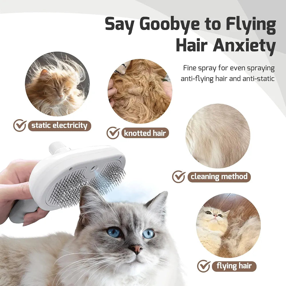 3-in-1 Pet Steam Grooming Brush
